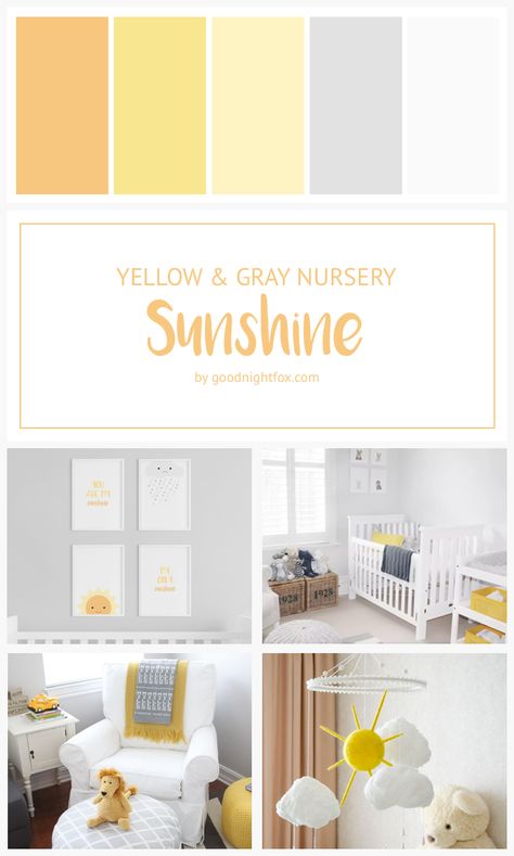 Yellow And Grey Nursery Gender Neutral, Sunny Themed Nursery, You Are My Sunshine Nursery Themes, Yellow Gray Nursery, Nursery Pallet Ideas, Golden Yellow Nursery, Gender Neutral Yellow Nursery, Pastel Gender Neutral Nursery, You Are My Sunshine Themed Nursery