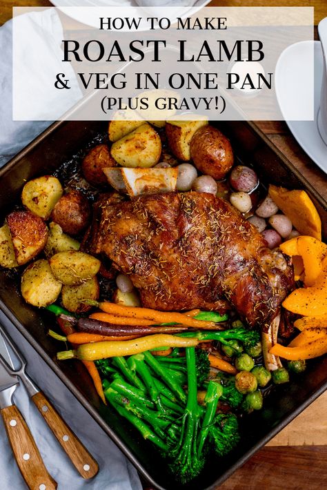 This incredible slow-roasted shoulder of lamb is cooked with the veggies - all in the same pan! Served with an easy cider gravy this succulent lamb is a real crowd pleaser. #roastlamb #lambshoulder #slowcookedlamb #onepot #gravy #onepan #onepandinner #sundayroast Roast Dinner Ideas, Shoulder Of Lamb Recipes, Lamb Leg Roast Recipes, Cider Gravy, Slow Roasted Lamb Shoulder, Lamb Roast Recipe, Lamb Shoulder Roast, Roast Dinners, Lamb Dinner