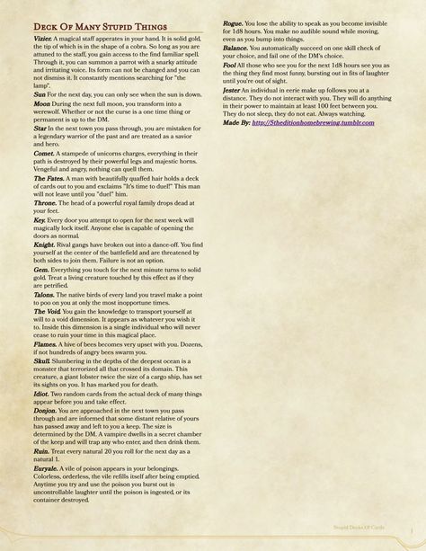 Dungeons & Dragons Deck Of Many Things Dnd, 5e Items, Deck Of Many Things, Dm Tools, Homebrew Items, Dungeon Master Screen, D D Items, Dnd 5e Homebrew, Dnd Stuff