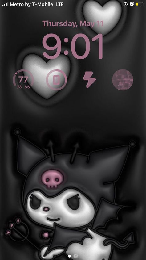 Kuromi Wallpaper Pink, Kuromi Wallpaper Black, Kuromi Black Wallpaper, Wallpaper Kuromi, Pink Kuromi, Kuromi Black, Kuromi Wallpaper, 3d Wallpaper Cute, Halloween Wallpaper Iphone Backgrounds