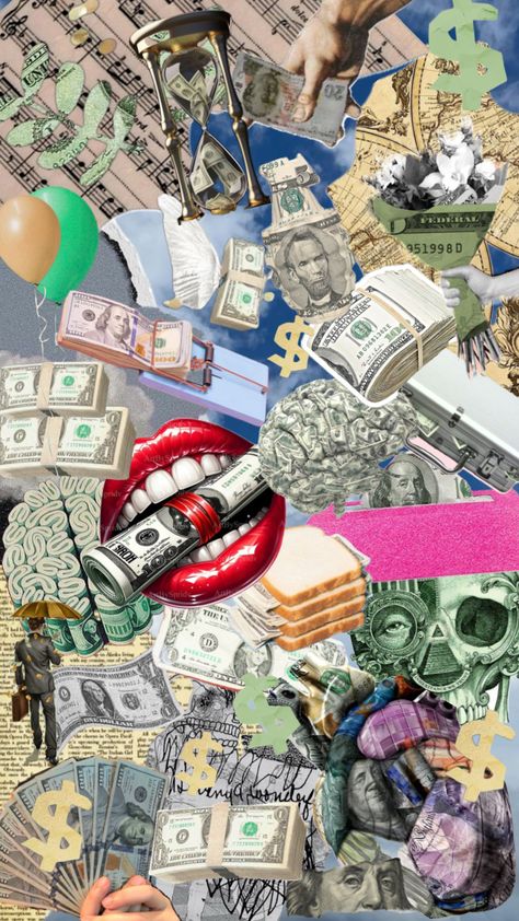 Dollar Sign Wallpaper, Us Dollars Wallpaper, Money Collage, Abstract Art Wallpaper, Dollar Sign, Design Posters, Roblox Pictures, Aesthetic Collage, الرسومات اللطيفة