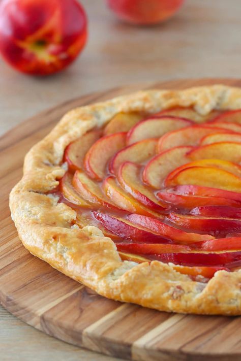 Galette Recipe Desserts, Nectarine Galette, Fruit Galette, Dessert Cart, How To Peel Peaches, Crumble Tart, Frozen Pie Crust, Cooking Sweets, Apple Galette