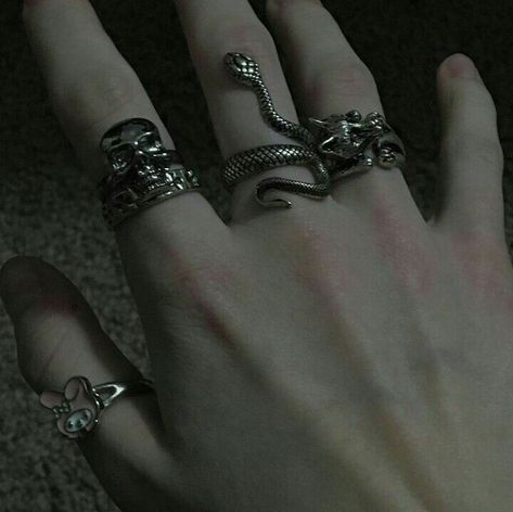 Nose Piercing Ideas, Dark Satanic, Slytherin Jewelry, Leather Fingerless Gloves, Draco Malfoy Aesthetic, Stile Hijab, Edgy Jewelry, Hogwarts Aesthetic, Slytherin Aesthetic