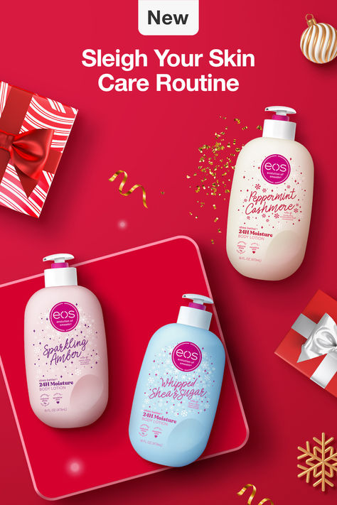 ’Tis the season for self-care! Enjoy all-day moisturization with new limited-edition eos holiday body lotions. Choose from Peppermint Cashmere, Sparkling Amber and Whipped Shea & Sugar. Available at Target. Eos Peppermint Cashmere, Eos Holiday Lotion, My Christmas Wishlist, Beauty Care Products, Xmas List, Body Lotions, Skin Care Makeup, Stuff I Need, Lip Balms