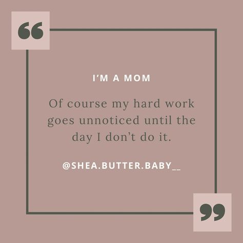 Being a mom means my hard work often goes unnoticed... until the day I don’t do it. 💁🏽‍♀️ But we keep going because that’s what we do. Who else feels this? 💕 Drop a ‘🙋🏽‍♀️’ if you get it! #MomTruths #MomLife #InvisibleWork #StrongMoms #SAHM #MomHustle #ParentingRealTalk #UnseenWork #sheabutterbaby #momvillage #momsupportingmoms #momresources #momquotes #mommotivation Being A Mom Is Hard Quotes, Mom Inspo, Mom Motivation, Inspo Quotes, Hard Quotes, Being A Mom, You Get It, Mom Quotes, Keep Going