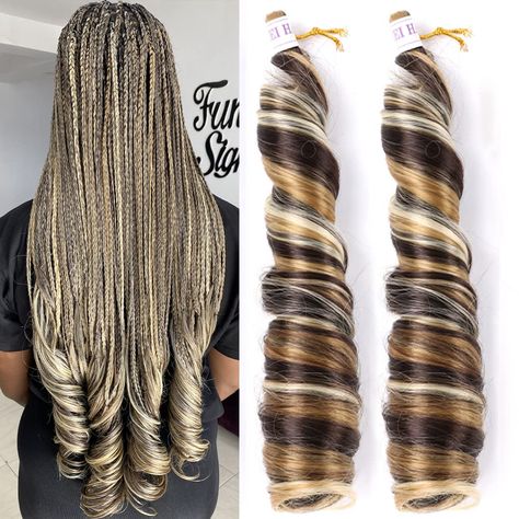 Mtmei hair French Curly Braiding Hair for Box Braids 8 Packs 24 Inch 100G/Pack Loose Wave Braiding Hair P4/27/613 Crochet Braids Spanish Curly Synthetic Spiral Curl Silky Braiding Hair Extensions for Women P4/27/613 (24 Inch,8 Packs) 6 27 613 Braids, Hair For Box Braids, Spiral Braids, Curly Braiding Hair, Spiral Braid, Triangle Box Braids, Outdoor Sectionals, Hair French, French Curl