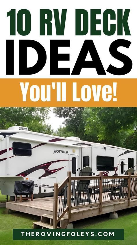 Campsite Deck Ideas, Camper Decks Ideas Patio, Diy Rv Patio Ideas, Rv Deck Decorating Ideas, Rv Deck Ideas Campsite, Rv Patio Ideas Campsite, Decks For Campers, Camping Patio Ideas, Seasonal Rv Site Ideas Campsite