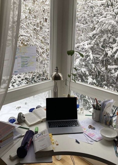 Study Motivation Inspiration, Study Space, Studying Inspo, Study Hard, Study Inspiration, School Motivation, Winter Aesthetic, Dream Rooms, Winter Time