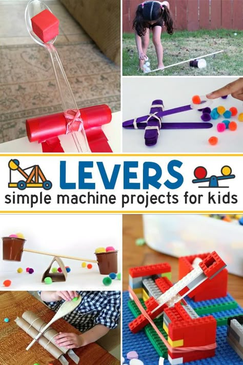 50+ EPIC Simple Machine Projects for Kids Tools And Machines Prek Activities, Simple Machines Activities For Preschool, Pulley Activities For Preschool, Wheel And Axle Simple Machine Project, Easy Engineering Activities For Kids, Physics Activities For Kids, Kid Invention Ideas Projects, Simple Machines Preschool, Invention Convention Ideas