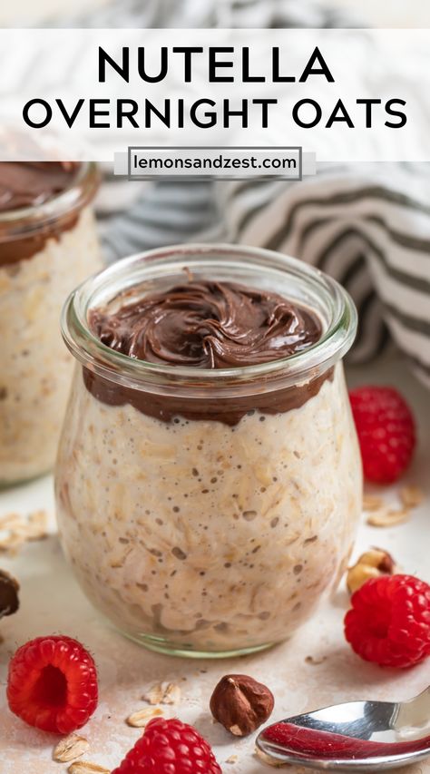 Banana Nutella Overnight Oats, Overnight Oats Recipe Nutella, Overnight Oats Nutella, Easy Overnight Oats Healthy, Overnight Oats Base, Nutella Overnight Oats, Overnight Oats With Banana, Overnight Oats Without Yogurt, Nutella Oatmeal