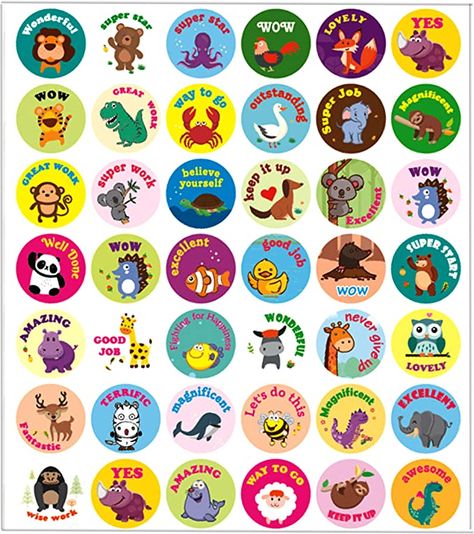 AmazonSmile : Reward Stickers for Kids Motivational Animal Reward Stickers 48 Cute Designs for Teacher Classroom/Parents : Office Products Reward Ideas For Kids, Happy Teachers Day Card, City School, Games To Play With Kids, Teachers Day Card, Front Page Design, Preschool Resources, Stickers For Kids, Reward Stickers