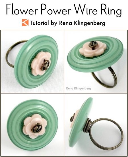 Button Wire Ring - video tutorial by Rena Klingenberg - flower button ring  - featured on Jewelry Making Journal Wire Ring Tutorial, Jewelry Journal, Rena Klingenberg, Wire Rings Tutorial, Glass Trees, Mosaic Mirrors, Button Creations, Rose Gold Morganite Ring, Journal Jewelry