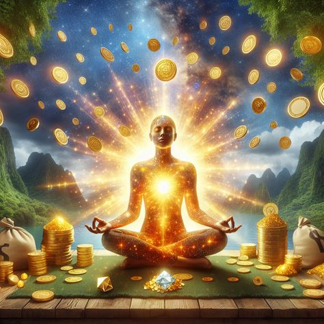 Achieve ultimate wealth & abundance through serene meditation. See the spectacle of gold coins, gems, money bundles swirling into a radiant aura. Experience the limitless universe, a testament to infinite possibilities. Learn more about wealth manifestation techniques in the link. #LawOfAttraction #WealthManifestation #AbundanceMeditation #LimitlessPossibilities #MoneyMindset #FinancialFreedom Money Reiki, Magic Aura, Abundance Images, Infinite Money, Krishna Quotes In Hindi, Wealth Manifestation, Attracting Abundance, Wealth Abundance, Manifestation Techniques