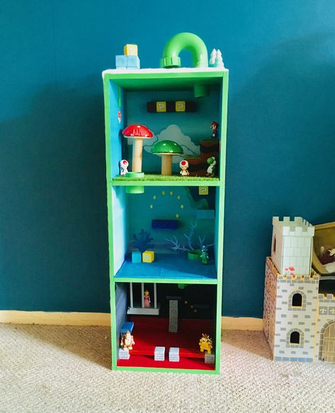 Super Mario Playhouse, Mario Shelf, Mario Dollhouse, Mario Playhouse, Mario Cube, Mario House, Mario Diy, Play Houses Diy, Super Mario Room