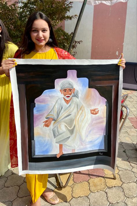 Sai Baba Painting, God Hindu, Acrylic Colours, Paint Acrylic, Sai Baba, God's Grace, Acrylic Colors, Fabric Painting, Painting On Canvas