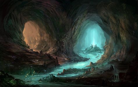 Underground Fantasy – Part One: Caves (October 20, 2014) Natur Tattoo Arm, Ice Cave, Fantasy Setting, Fantasy Places, Fantasy Art Landscapes, Game Inspiration, Arte Fantasy, 판타지 아트, Environment Concept Art