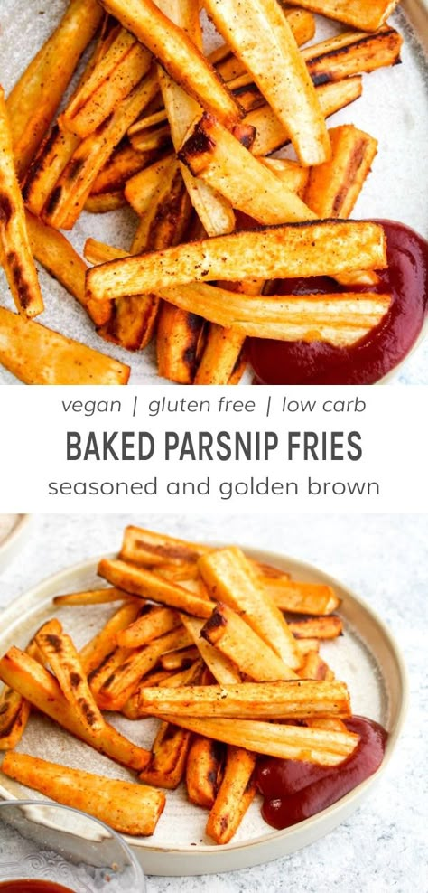 Low Carb Jojo's – thick cut fries that are perfectly seasoned, crispy, and fluffy but made with low carb parsnips instead of potatoes! Baked instead of fried, around 100 calories per heaping serving, and only 18 grams of net carbs! #parsniprecipe #lowcarbrecipe #paleorecipe #glutenfree | DarnGoodVeggies.com