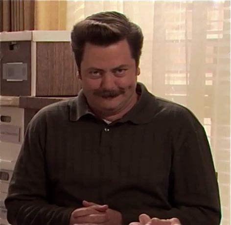 Ron Swanson -- this scene had me cracking up.  Evil smile of glee! Rom Swanson, Ron Swanson Wallpaper, Parks And Recreation Ron Swanson, Evil Smile Reaction Pic, Ron Swanson Meme, Community Annie, Tom Meme, Parcs And Rec, Ron Swanson Quotes