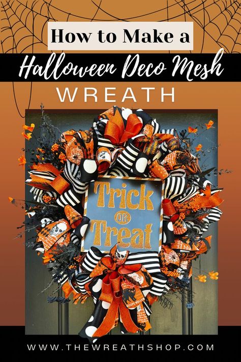 Head on over to our YouTube channel for a step-by-step video tutorial! We’ll guide you through crafting a festive Halloween Deco Mesh Wreath using the Trick or Treat Wreath Kit from the Wreath Shop. Featuring traditional Halloween colors, this kit is perfect for creating a wreath with a large bow and "cheater bows" for that extra flair. Making Mesh Wreaths, Fall Front Porch Ideas, Traditional Halloween, Wreath Kit, Halloween Deco Mesh, Halloween Colors, Mesh Wreath Tutorial, Diy Halloween Wreath, Fall Crafts Diy