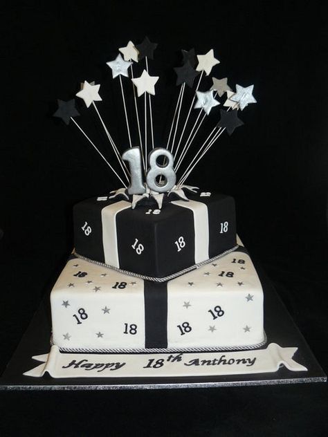 18th birthday cake - cake by Sue Ghabach - CakesDecor Birthday Cakes Black, 18th Birthday Cake For Guys, 18th Birthday Cakes, Boys 18th Birthday Cake, Happy 18th Birthday, Customized Cake, 18th Cake, 18th Birthday Decorations, 21st Birthday Cakes