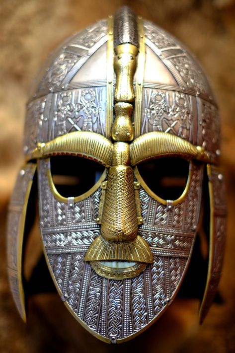 Anglo Saxon Tattoo, Saxon History, Anglo Saxon Kings, Anglo Saxon History, Sutton Hoo, Helmet Armor, Viking Helmet, Viking Culture, Early Middle Ages