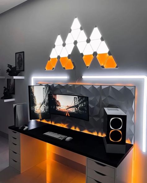 Gaming Setup Color Schemes, Gaming Setup Boy, Ps5 Gaming Setup, Stove Design, Games Room Inspiration, Ben Ben, Gaming Ideas, Gamer Bedroom, Best Gaming Setup