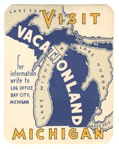 Lake Michigan Poster, Vintage Michigan Posters, University Of Michigan Poster, Michigan Illustration, Tourism Images, Up Michigan, Michigan Poster, Charlevoix Michigan, Michigan Sticker