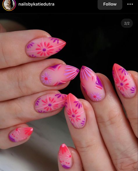 Colombian Nails Designs, Spain Nails, Structured Manicure, Mexican Nails, Amazing Nails, Summery Nails, Cute Summer Nails, Flower Nail, Get Nails