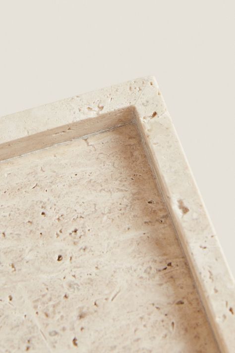 RECTANGULAR BEIGE MARBLE TRAY - Beige | ZARA Canada Beige Marble Bathroom, Bathroom Ornaments, Bathroom Vanity Tray, Stone Bathroom, Bathroom Tray, Travertine Stone, Marble Tray, Beige Marble, Kitchen Marble