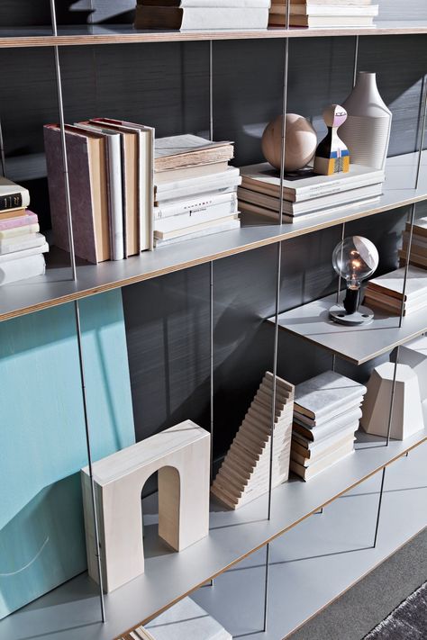 Modular wall bookcase, Italian design - Graduate - Molteni&C Hobby Studio, Built In Cabinet, Jean Nouvel, Bookcase Design, C Design, Modular Walls, Wood Bookcase, Shelving Systems, Wall Systems