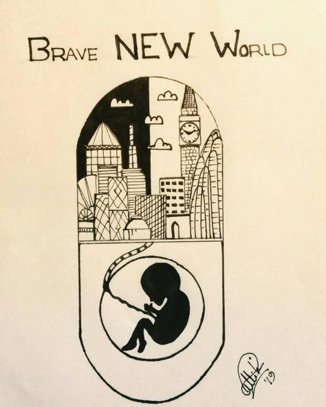 Brave New World Tattoo, Brave New World Art, Brave New World Book, Random Backgrounds, Book Drawings, Ap Lang, Journal 2024, Aldous Huxley, World Tattoo