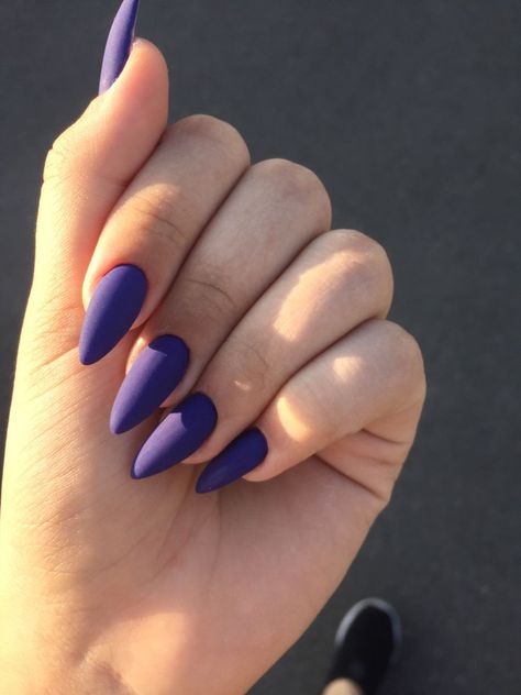 Mat Purple Nails, Dark Purple Matte Nails, Jesus Nails, Tumblr Thoughts, Matted Nails, Classy Almond Nails, Purple Acrylic Nails, Vintage Nails, Matte Nails Design