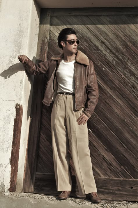 Retro Aesthetic Outfit For Men, 40s Mens Fashion Casual, 1940s Male Fashion, Mob Outfits Men, Retro Men Outfit Vintage, Mens 40s Fashion, Mens Outfits Classy, Men Vintage Aesthetic, 1940s Fashion Menswear