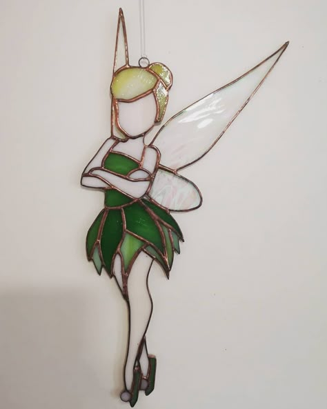 Disney Stainglass Art, Tinkerbell Stained Glass Patterns, Disney Stained Glass Art, Stained Glass Fairy, Disney Stained Glass, Disney Room Decor, Stained Glass Gifts, Copper Wire Art, Stained Glass Patterns Free