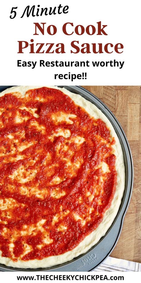 homemade pizza sauce spread on pizza dough Vegan Pizza Sauce Recipe, Substitute For Pizza Sauce, No Cook Pizza Sauce Recipe, No Cook Pizza Sauce, Vegan Pizza Sauce, Quick Pizza Sauce, Pizza Sauce Easy, Low Sodium Pizza, Pizza Sauces