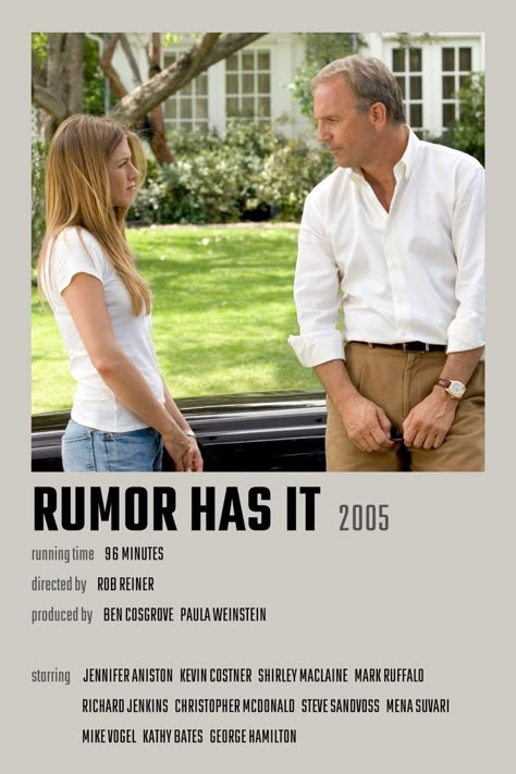 Rumor Has It Movie Poster Rumor Has It Movie, It Movie Poster, Netflix Movie List, Romcom Movies, It Movie, Movies To Watch Teenagers, Most Paused Movie Scenes, New Movies To Watch, The Pause