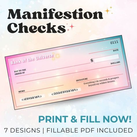 money manifestation cheque Manifest New Home, Manifest House, Manifestation Checks, Manifestation Check, Success Vision Board, Universe Check, Business Posters, Affirmations Board, Ways To Manifest