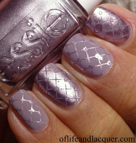 . Stamped Nail Art, Lavender Bundle, Nagel Stamping, Plaid Nail Art, Metallic Nail Art, Polish Design, Lavender Nails, Manicure Gel, Plaid Nails