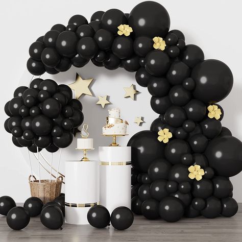 #black #balloon #decor #party #amazon #stars #birthday #anniversary #newyears #celebrate #decor #decorate #partytheme #babyshower Black And White Balloons, Balloon Wreath, Halloween Balloon, Holiday Balloons, Blowing Up Balloons, Wedding Balloon Decorations, Graduation Balloons, Halloween Balloons, Metallic Balloons