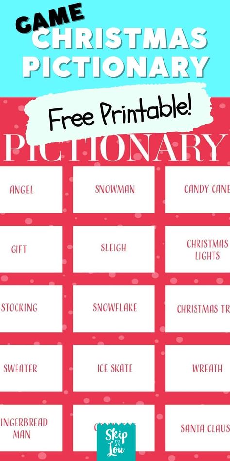 Pictionary For Kids, Pictionary Word List, Pictionary Words, Free Christmas Games, Christmas Pictionary, Christmas Carol Game, Game Image, Xmas Games, Fun Christmas Party Games