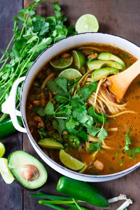 Mexican Chicken (or Chickpea) Noodle Soup Mexican Chicken Noodle Soup, 30 Minute Soup Recipes, Feasting At Home, Ramen Recipes, Noodle Soup Recipes, Mexican Chicken, Easy Mexican, Chicken Noodle Soup, Chicken Noodle