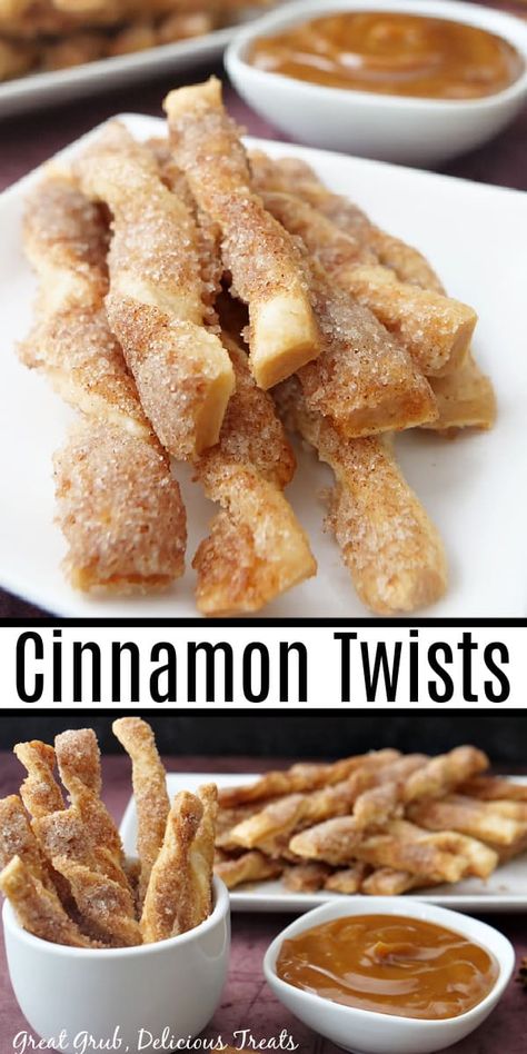 Cinnamon Appetizers, Cinnamon Pretzel Sticks, Pie Crust Snacks, Cinammon Twist, Cinnamon Roll Twists, Cinnamon Snacks, Pillsbury Pie Crust Recipes Desserts, Pizza Dough Dessert Recipes, Cinnamon Twist Cookies