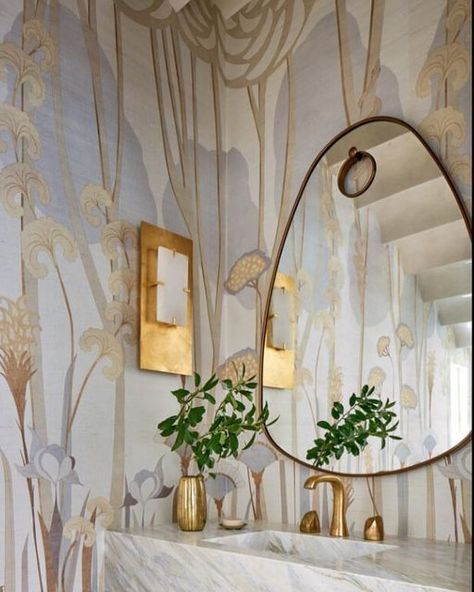 Brass Dowel, Julian Chichester, Powder Room Design, Spa Like Bathroom, Mirror Bathroom, Chichester, Ranch Style Home, Bathroom Wallpaper, Sustainable Home