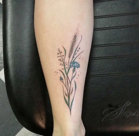 Wildflower And Barley Tattoo, Small Wildflower Tattoo, Arm Wrap Tattoo, Tattoos Floral, Tattoo 2023, Wrap Tattoo, Wildflower Tattoo, Harrisburg Pa, Color Tattoo