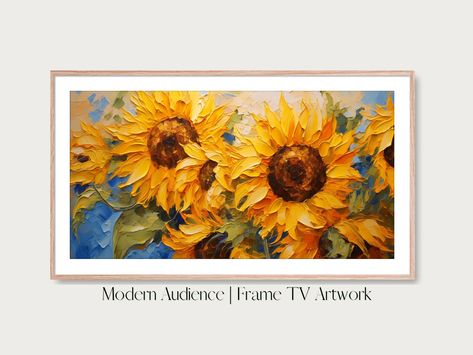 Impasto Sunflowers, Sunflower Artwork, Virtual Art, Digital Frame, Frame Tv Art, Nature Wall, Samsung Frame Tv, Samsung Frame, Tv Art