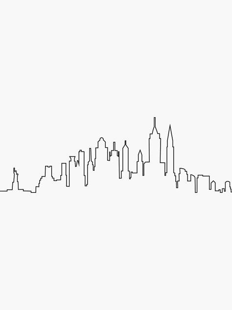 "New York City Skyline" Sticker by Ashleylcoop | Redbubble New York Skyline Silhouette, New York Drawing, Skyline Drawing, City Skyline Silhouette, Minimal Drawings, Creation Art, New York City Skyline, Minimalist Drawing, City Drawing