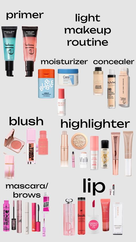 light makeup routine Light Makeup Routine, Face Makeup Guide, Light Skin Makeup, Preppy Makeup, Simple Makeup Tips, Sephora Skin Care, Makeup Accesories, Makeup Help, Simple Skincare Routine