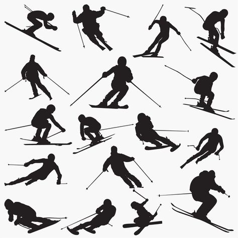 Ski Silhouette, Ski Stickers, Skiing Tattoo, Ski Drawing, Address Plate, Skiing Art, Colorado Design, Small Matching Tattoos, Silhouette Sketch