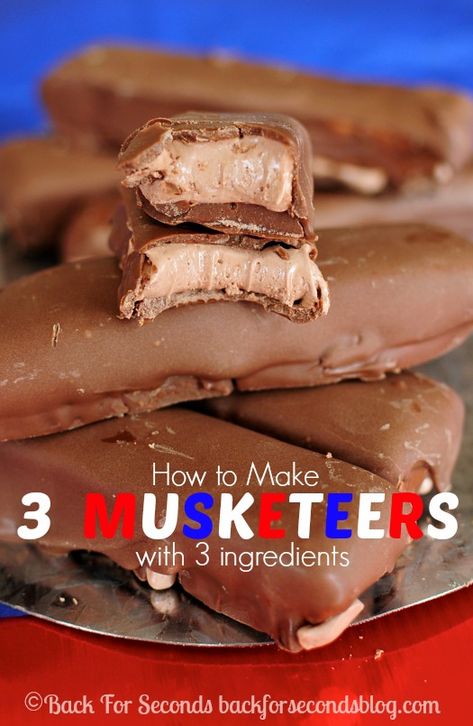 Copycat Food, Candy Bar Recipe, Pet Remedies, 3 Musketeers, Candy Recipe, Chocolate Sweets, Homemade Candies, Candy Desserts, Candy Bars