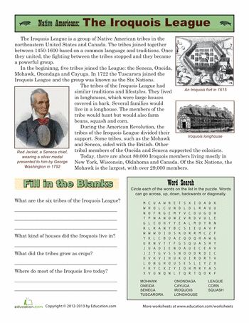 Worksheets: Native American Tribes: Iroquois Native American Lessons, Native American Projects, Native Americans Unit, Third Grade Social Studies, Native American Studies, 3rd Grade Social Studies, American History Lessons, 4th Grade Social Studies, 5th Grade Social Studies